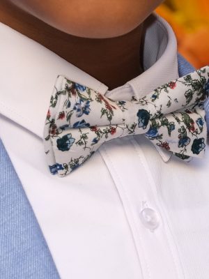 Noeud papillon garçon Liberty beige fleuri