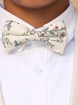 Noeud papillon garçon Liberty beige fleuri